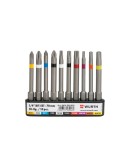Комплект бит накрайник PH, PZ, T, AW 1/4 L70 mm 10 части - WURTH